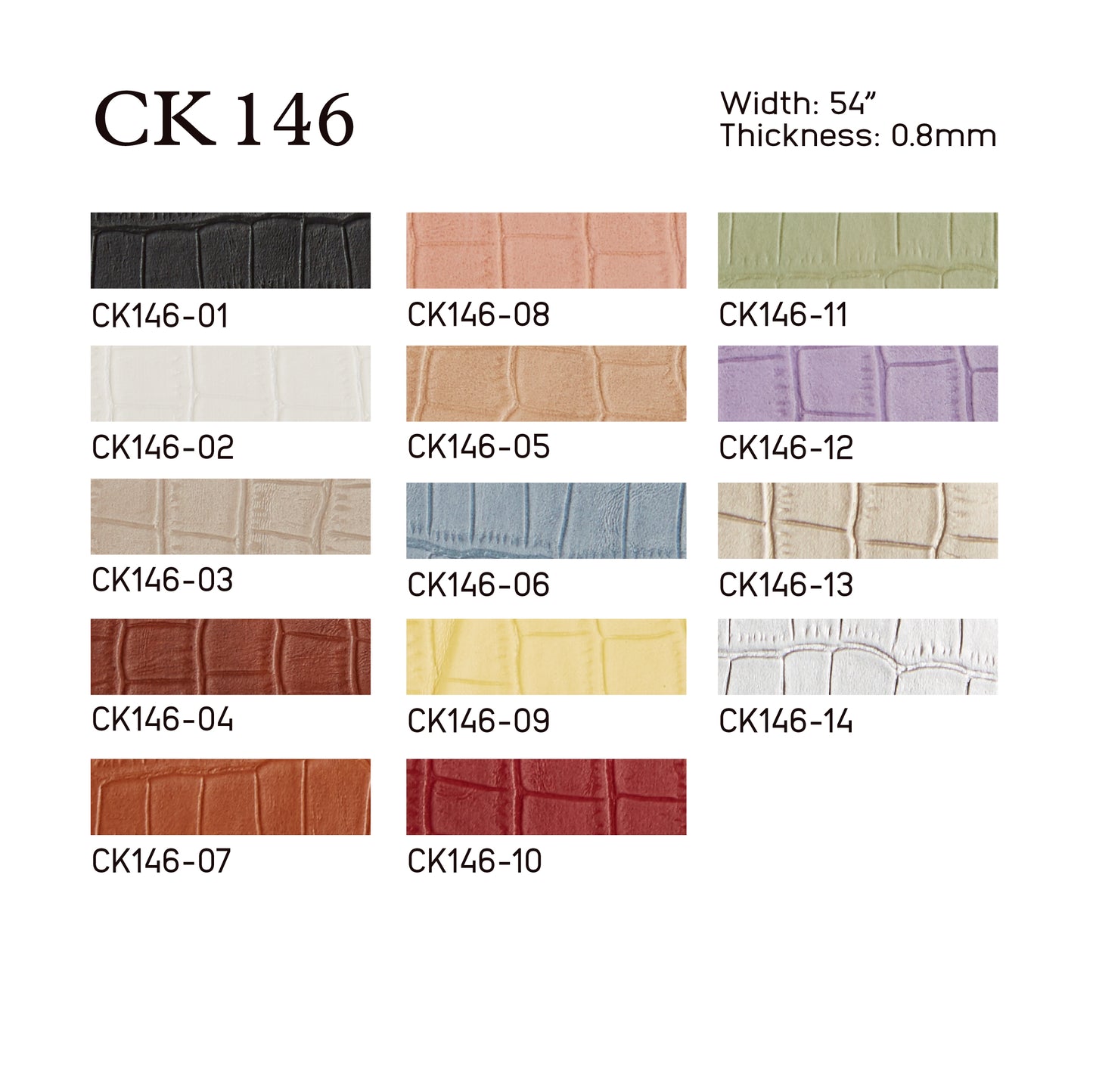 
                  
                    CK146 croc printed PU leather
                  
                